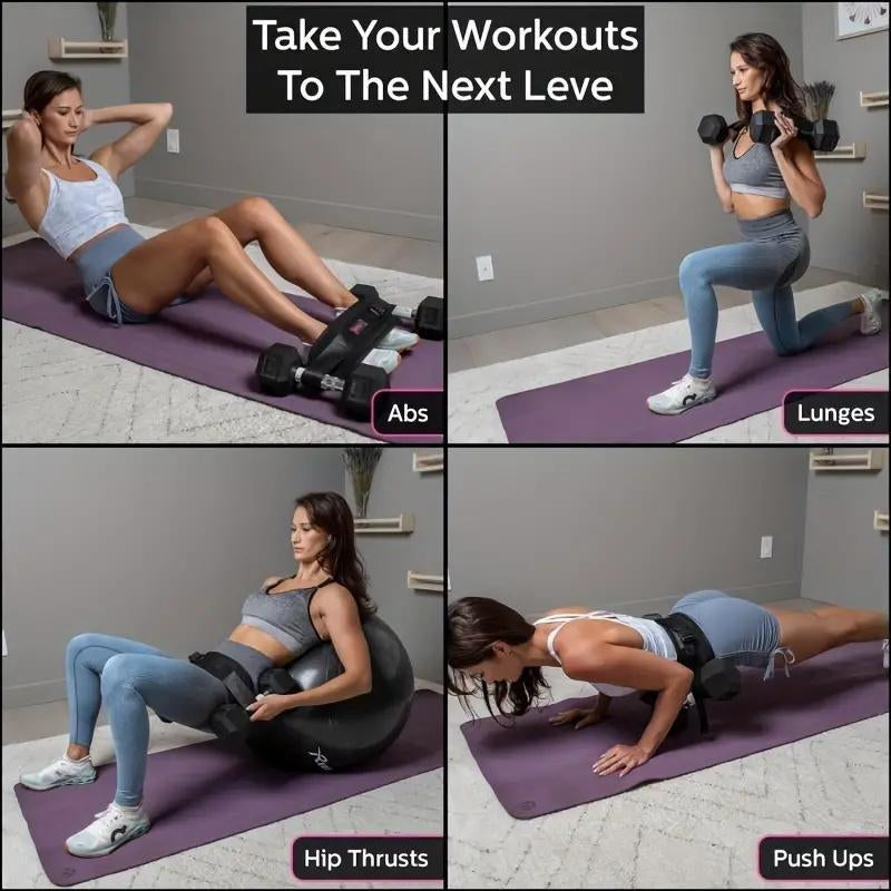 Hip Thrust Adjustable Resistance Weight Belt for Home Workouts, Kettlebell Training & Butt Shaping with Extra Cushioning and Adjustable Resistance Equipment. Resistance Exercise Manual Push-Pull Roller Dumbbell