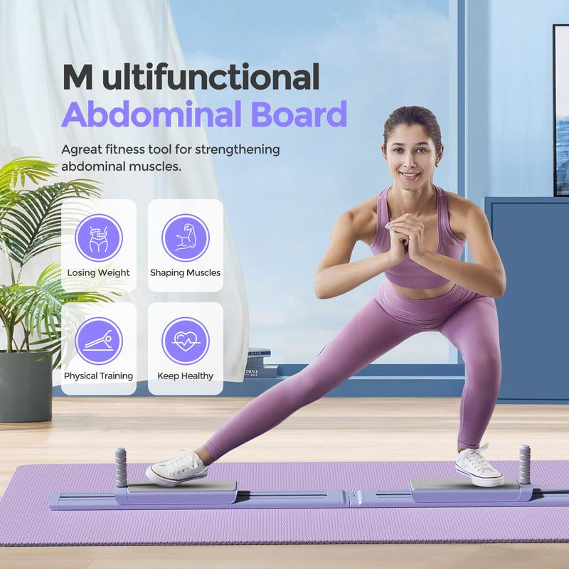 Multi-Functional Portable Pilates Studio: Foldable Plank Board & Ab Trainer with Elbow Support. Home Gym for Tummy Control & Glute Lift